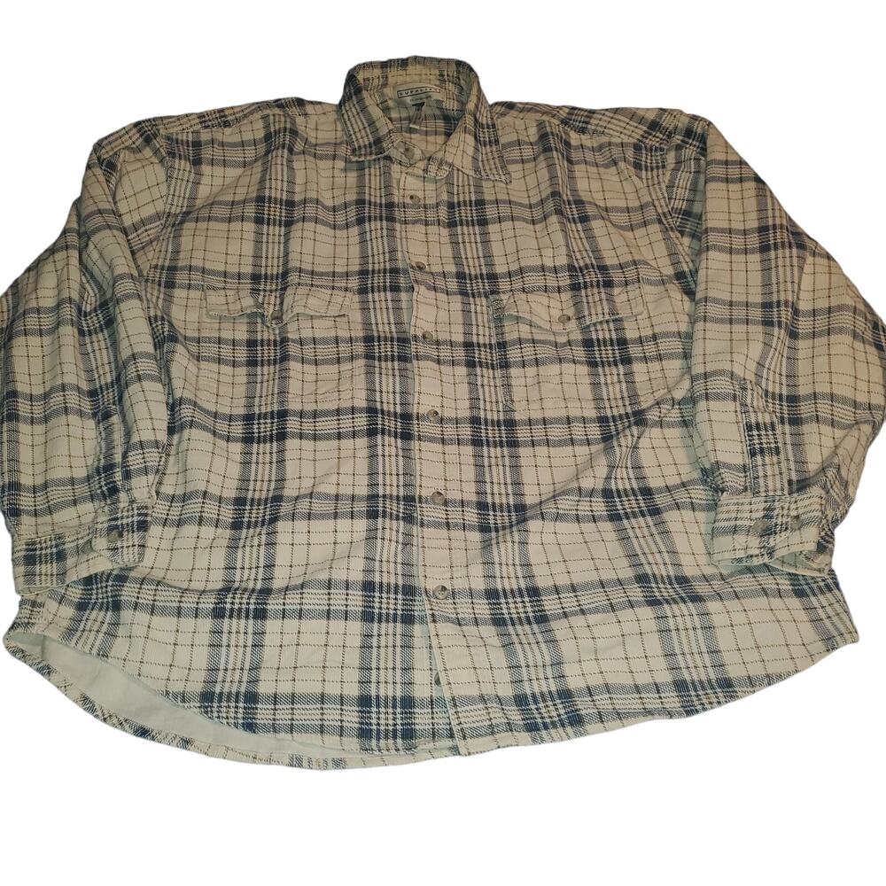 Supplies by Unionbay Men's Size L Cotton Lightweight Shacket Blue Cream Pockets